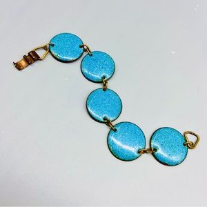 Vintage Enamel Copper Disc Bracelet